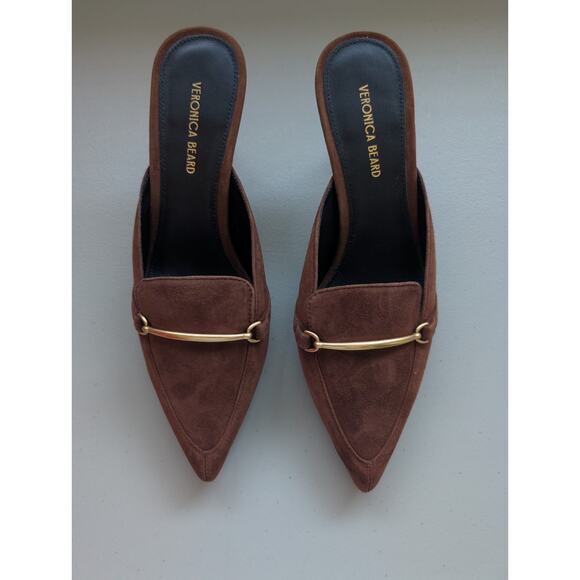 New Veronica Beard Leslie Suede Mule Size US 6M Cedar 2.75" Heel - Picture 4 of 11